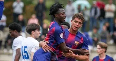 حمزة عبد الكريم يسجل فى فوز برشلونة 4 - 1 على يوروبا وديا