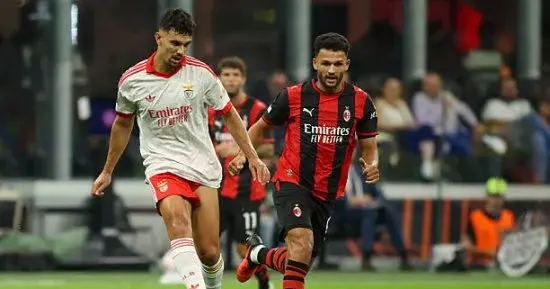 ‏ميلان يسقط أمام بنفيكا بثنائية في الدوري الأوروبي