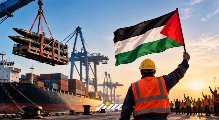 إضراب عام في 22 ميناء عالمي تضامنًا مع غزة