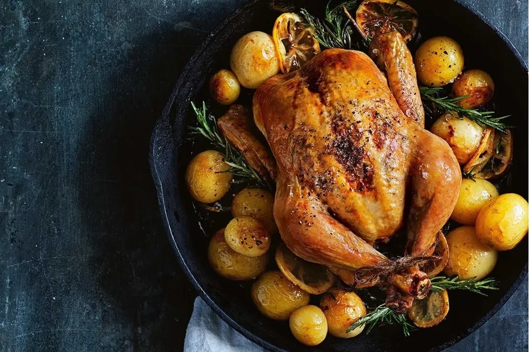 دجاج مشوي بالزبدة والخضار