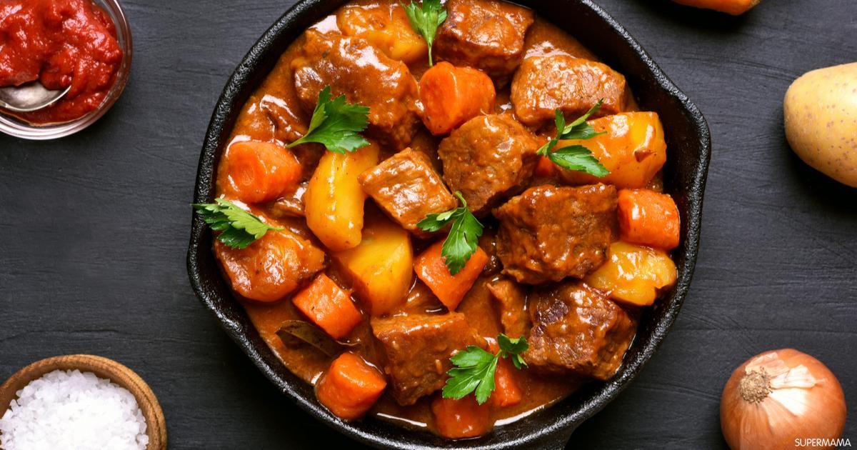 طاجن بطاطس باللحمة