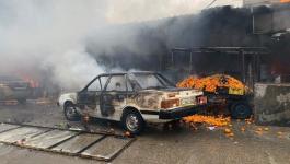 بالفيديو والصور: عشرات الإصابات إثر انفجار وحريق هائل في مخيم النصيرات وسط القطاع