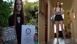 بالفيديو: مراهقة أميركية تحطم رقمين قياسيين لأطول ساقين
