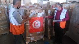 الهلال الأحمر في غزّة يتسلم مساعدات إغاثية وطبية تونسية
