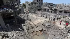 منازل مهدمة جراء القصف الإسرائيلي على غزة