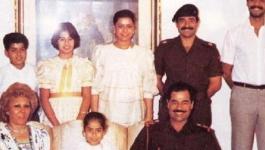 صدام حسين مع ابنته وزوجها