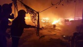 اندلاع حريق ضخم في مصنع بلاستيك غرب رام الله
