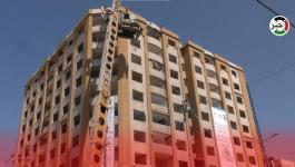 تواصل أعمال إزالة برج الجوهرة المدمر وسط مدينة غزّة