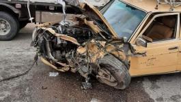 إصابة 3 فلسطينيين في حادث تصادم مع مركبة 