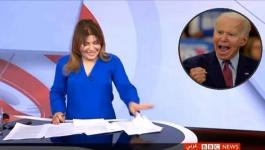 بالفيديو: مذيعة عربية تدخل في نوبة من الضحك على الهواء وتعجز عن إكمال خبر عن بايدن!