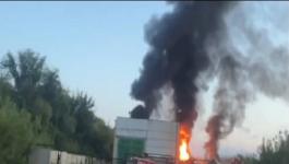 اندلاع حريق ضخم في مستودع نفط في دونيتسك