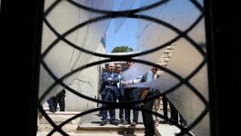 اشتية خلال تفقده آثار اعتداء الاحتلال على مجمع كنيسة القديس أندراوس في رام الله
