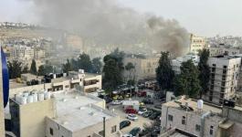حريق في مجمع فلسطين الطبي