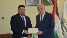 المالكي يتسلم نسخة من أوراق اعتماد سفير نيكاراغوا الجديد لدى فلسطين