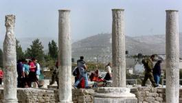 مستوطنون يقتحمون الموقع الأثري في سبسطية بحماية قوات الاحتلال