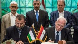 توقيع اتفاق المصالحة فلسطينية بين رحكتي فتح وحماس 
