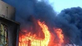 اندلاع حريق هائل بمنزل في بيت لاهيا جراء انفجار اسطوانة غاز