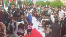 أطول علم فلسطيني في أوروبا احياءً للذكرى الـ 50 للنكسة
