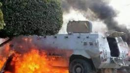مقتل 18 جندي مصري بينهم 4 ضباط إثر استهداف إرهابي لمدرعات الشرطة بالعريش
