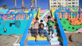 مبادرة ألوان الأمل لتلوين للمنتزه البحري على شاطئ بحر غزة  (1)