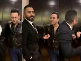 تامر حسنى يغنى بصوت مصطفى قمر
