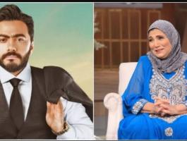 تامر حسنى يلبى طلب الفنانة فاطمة عيد