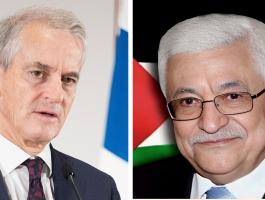 الرئيس عباس يتلقى اتصالاً هاتفيًا من رئيس الوزراء النرويجي