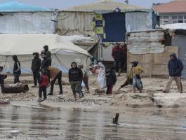 غرق الخيام في غزة بسبب الأمطار