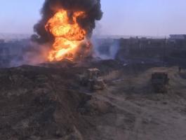 استمرار حرائق آبار القيارة النفطية للشهر الرابع