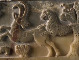 South_Arabian_-_A_Lion_and_a_Leopard_Attacking_Animals_-_Walters_2171_-_Detail_B