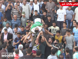 بالفيديو: جماهير غزّة تُشيّع 7 شهداء ارتقوا في جمعة 