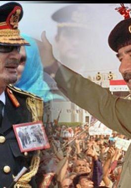 صدام حسين ومعمر القذافي 