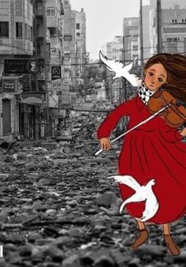 شاهد: فلسطينية تُجسد بلوحاتٍ فنية مشاهد العدوان الإسرائيلي على غزّة