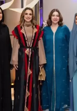 الملكة رانيا العبدالله تتألق بعباية أردنية تراثية من فنطزة ديزاين