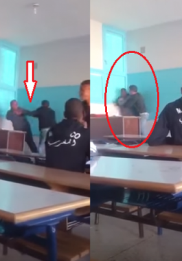 بالفيديو : تلميذ مغربي يعتدي على أستاذه.. وهذا ما فعله!
