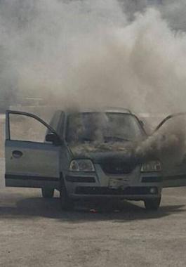 إنقاذ مواطن عقب إشتعال النيران في مركبته في بلدة الخضر ببيت لحم