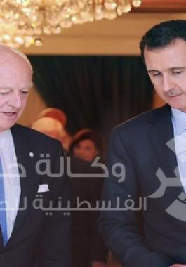الرئيس السورى بشار الأسد و المبعوث الأممي إلى سوريا ستافان