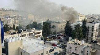 حريق في مجمع فلسطين الطبي