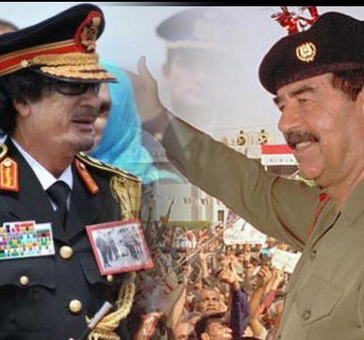 صدام حسين ومعمر القذافي 