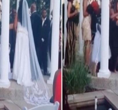 بالفيديو: أمريكية تقتحم حفل زفاف 