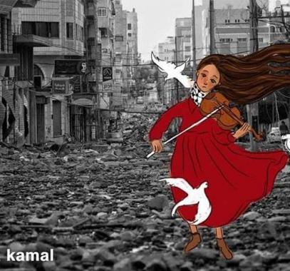 شاهد: فلسطينية تُجسد بلوحاتٍ فنية مشاهد العدوان الإسرائيلي على غزّة