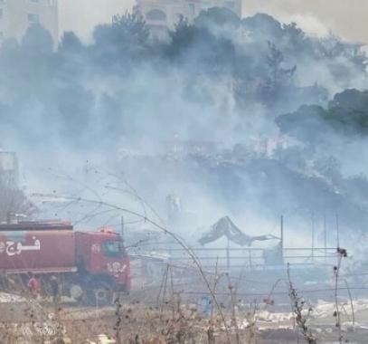 شاهد.. اندلاع حريق كبير في جبل لبنان
