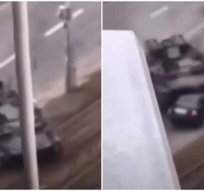 شاهد: بعد دهسه أسفل دبابة روسية.. فيديو 