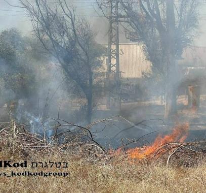 حريق في غلاف غزة.