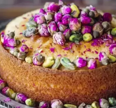 كعكة السميد بماء الورد الرمضانية
