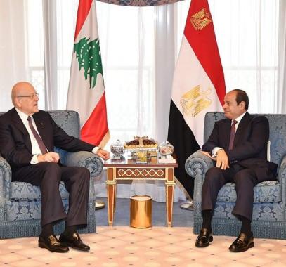 السيسي يلتقي رئيس وزراء لبنان لبحث سبل التعاون المشترك 
