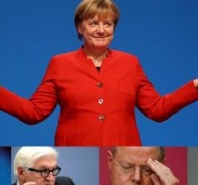 اللاجئون السوريون فى ألمانيا يحتفلون بفوز ميركل.jpg