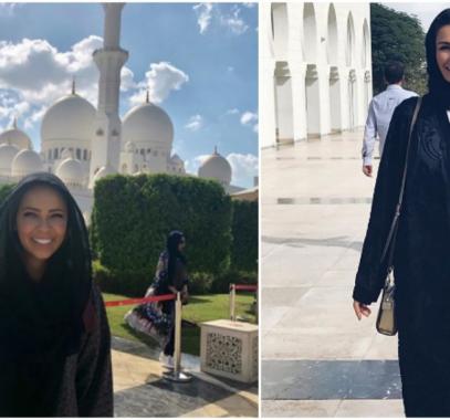 بالصور : زوجات نجوم ريال مدريد يظهرن بالحجاب في أبو ظبي