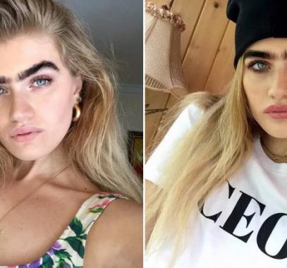 بالصور : أغرب رسم للحواجب من عارضة أزياء على “إنستغرام”