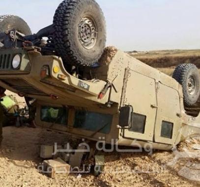 اصابة 4 من شرطة الاحتلال اثر انقلاب جيب عسكري بهم